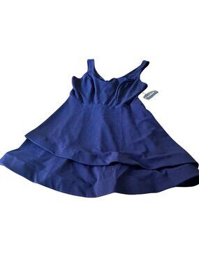 B. Darlin Size 14W Navy Sleeveless Tiered Fit Flare Dress Polyester Blend